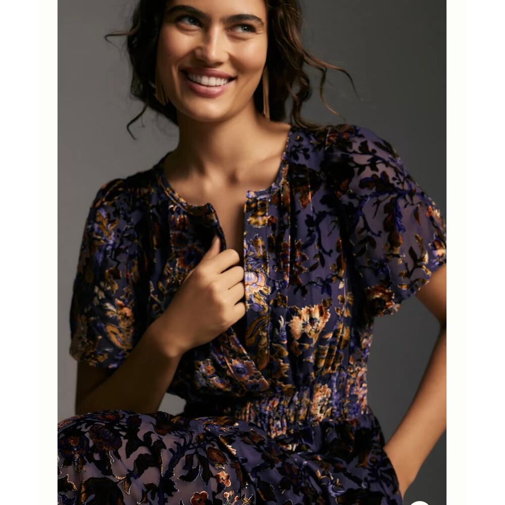 Anthropologie The Somerset Maxi Dress: Velvet Edition Sz XS blue - Picture 2 of 11